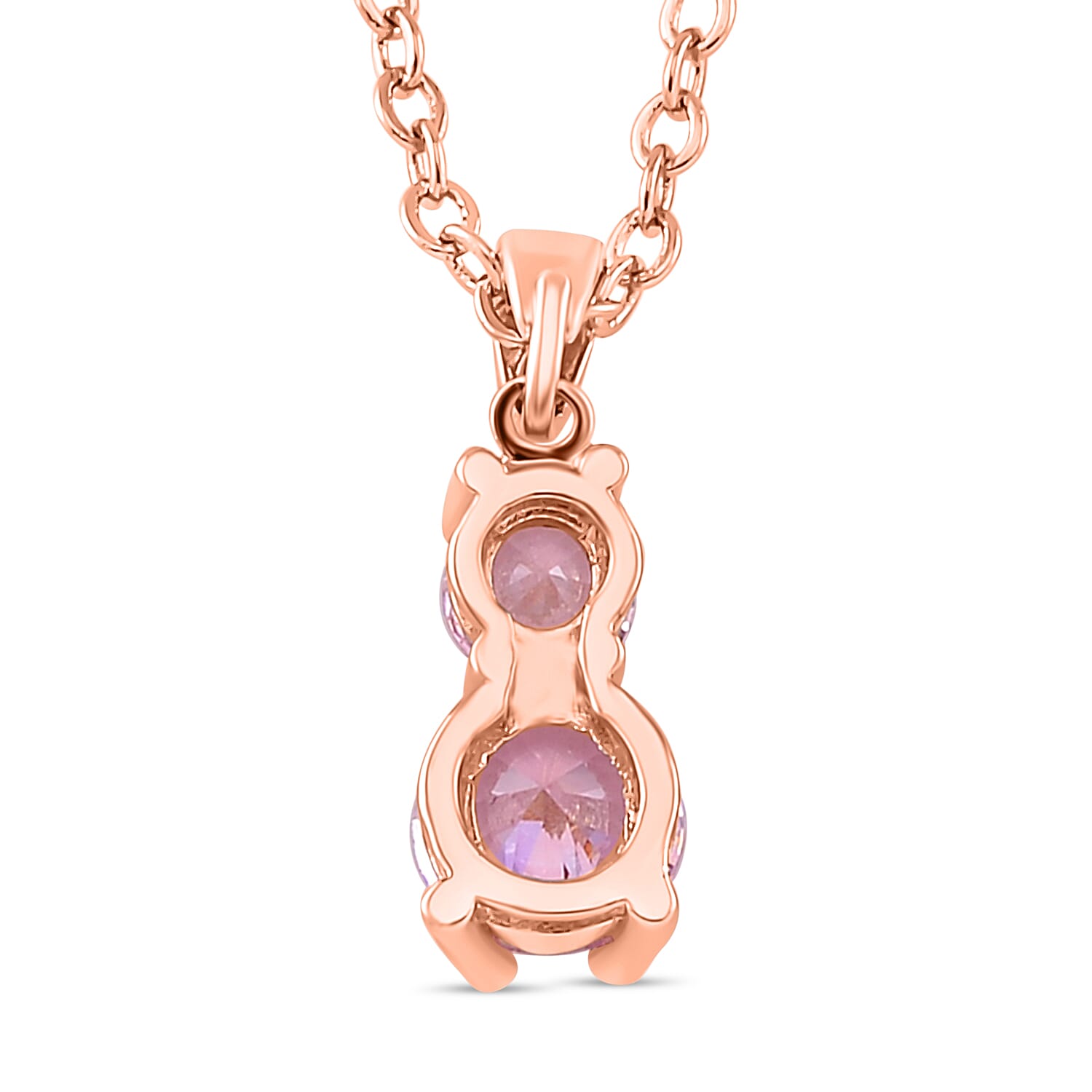 3 Piece Set -  Pink Cubic Zirconia Bracelet,Earring,Pendant with Chain (Size 20)