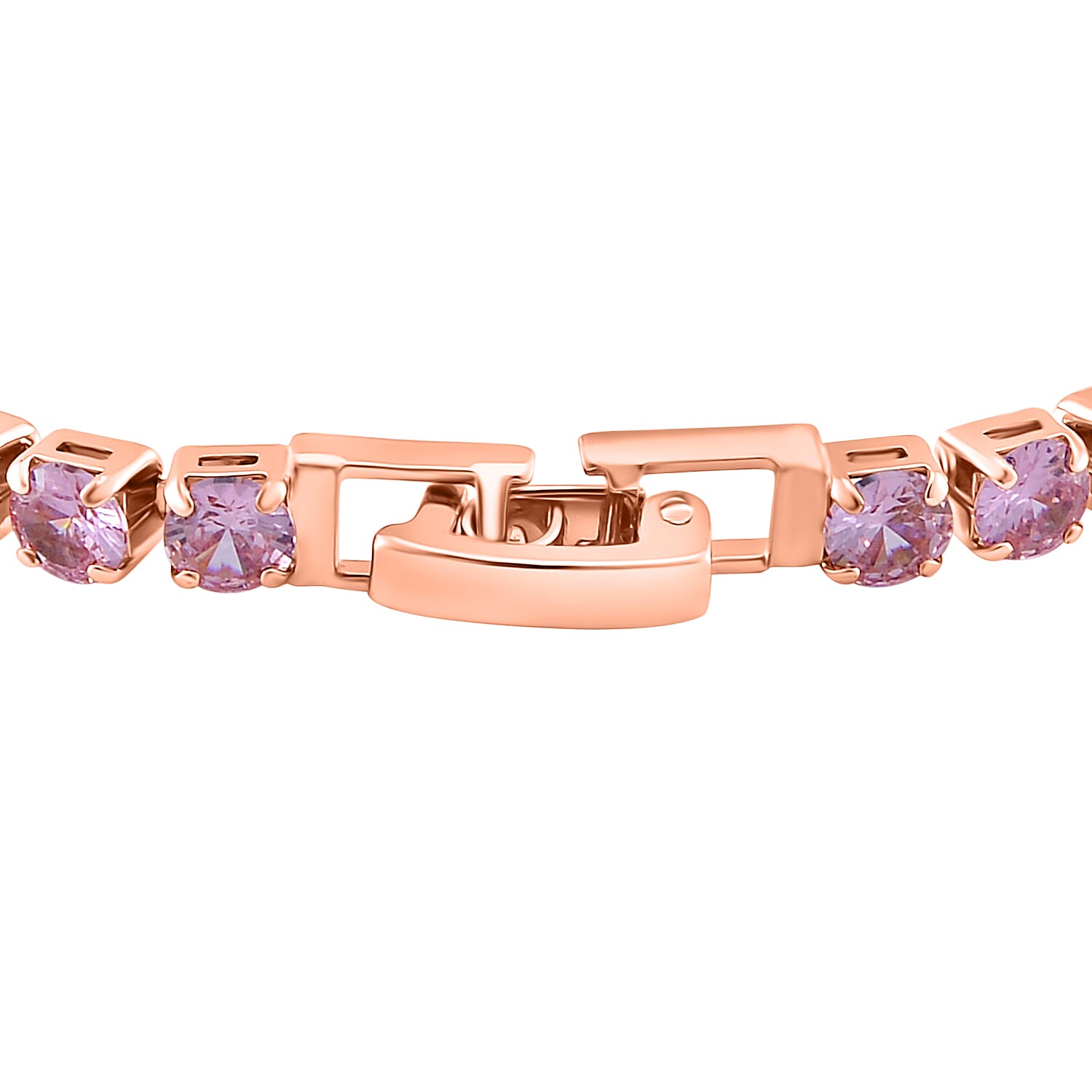 3 Piece Set -  Pink Cubic Zirconia Bracelet,Earring,Pendant with Chain (Size 20)