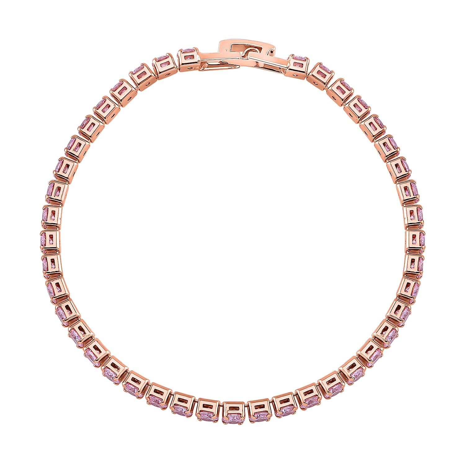 3 Piece Set -  Pink Cubic Zirconia Bracelet,Earring,Pendant with Chain (Size 20)