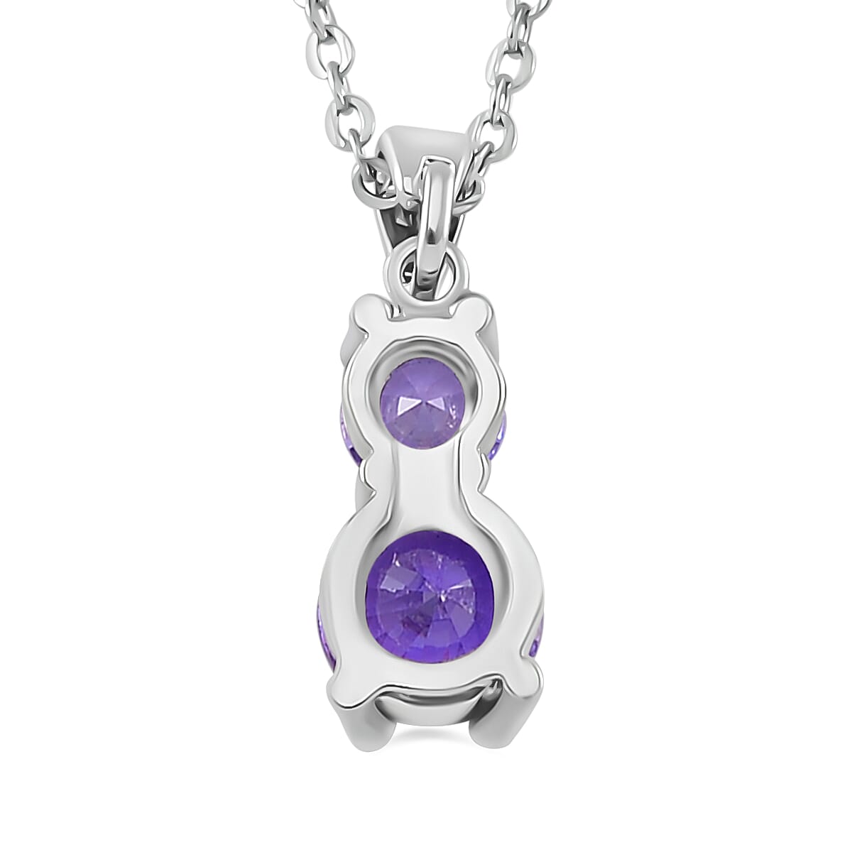 3 Piece Set -  Purple Cubic Zirconia Bracelet,Earring,Pendant with Chain (Size 20)