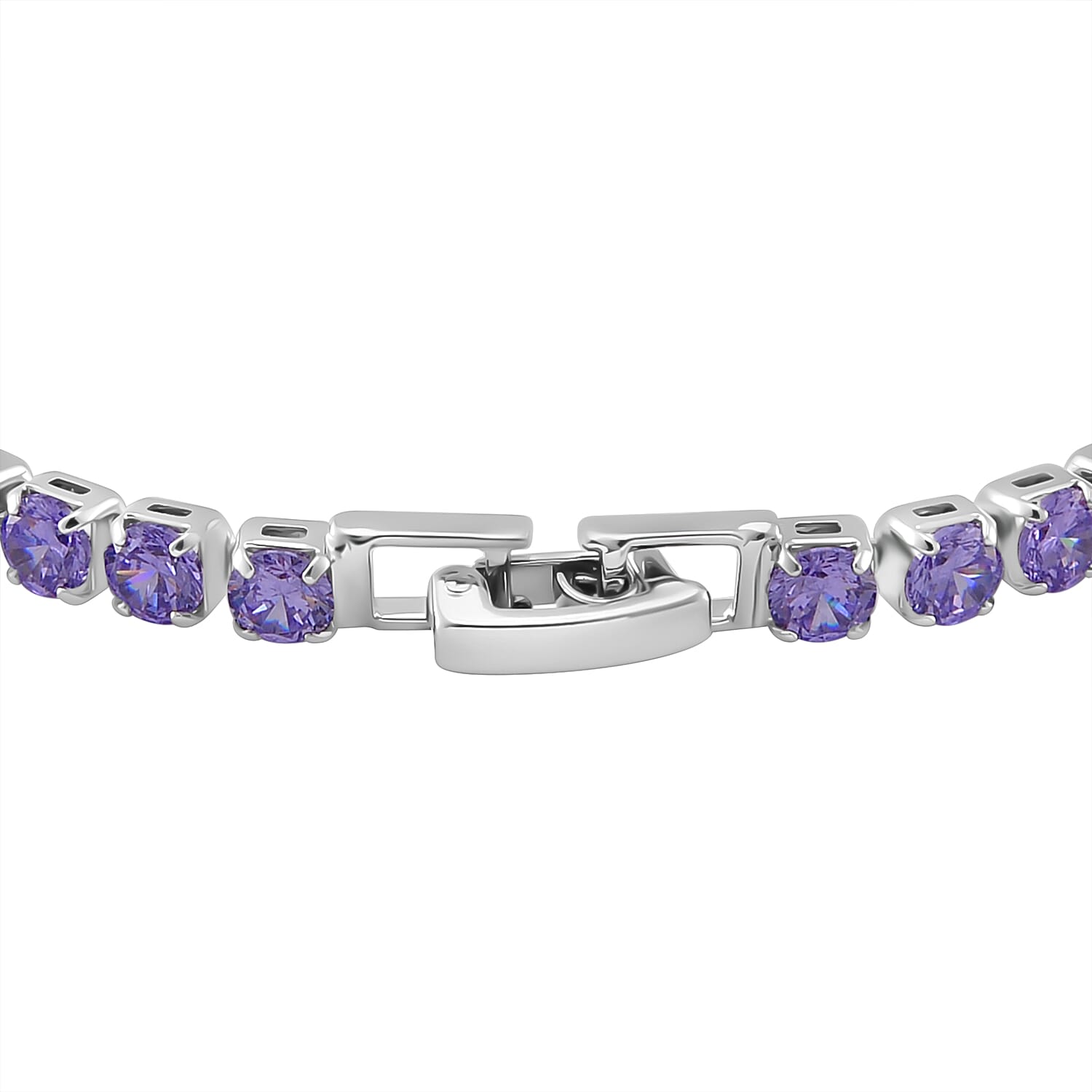 3 Piece Set -  Purple Cubic Zirconia Bracelet,Earring,Pendant with Chain (Size 20)