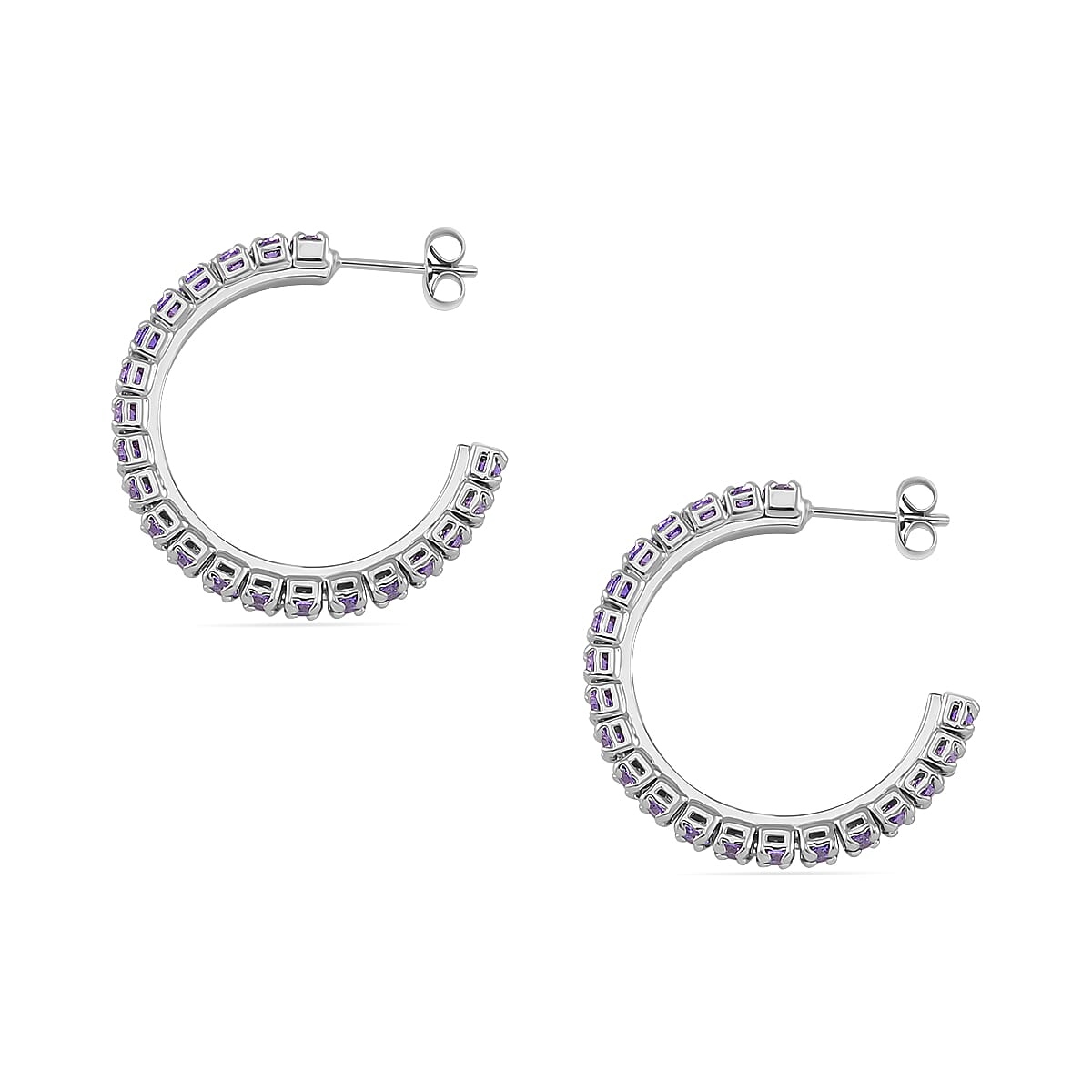 3 Piece Set -  Purple Cubic Zirconia Bracelet,Earring,Pendant with Chain (Size 20)