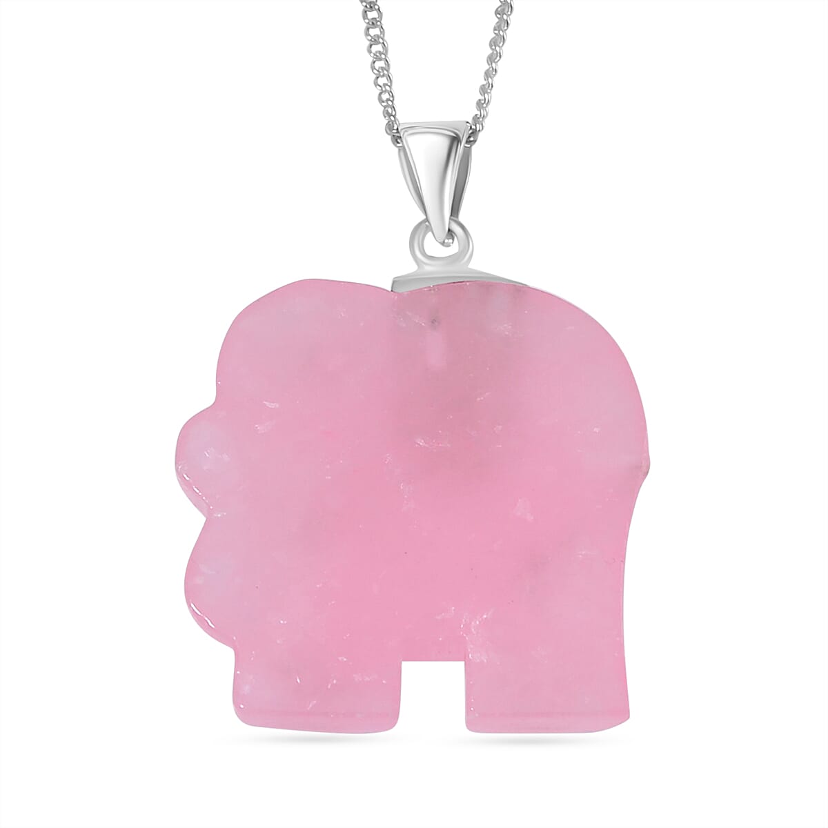 Pink Jade Pendant with Chain (Size 20) in Platinum and Rhodium Overlay Sterling Silver 26 ct.