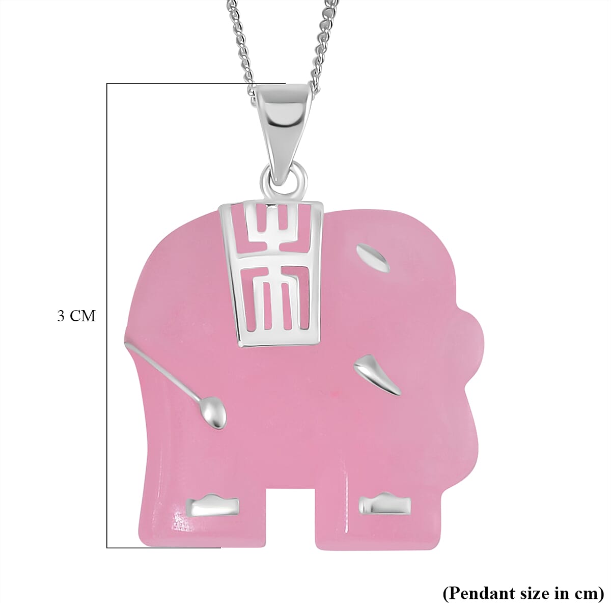 Pink Jade Pendant with Chain (Size 20) in Platinum and Rhodium Overlay Sterling Silver 26 ct.