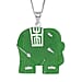 Green Jade Elephant Pendant with Chain (Size 20) in Platinum and Rhodium Overlay Sterling Silver  26 Ct.