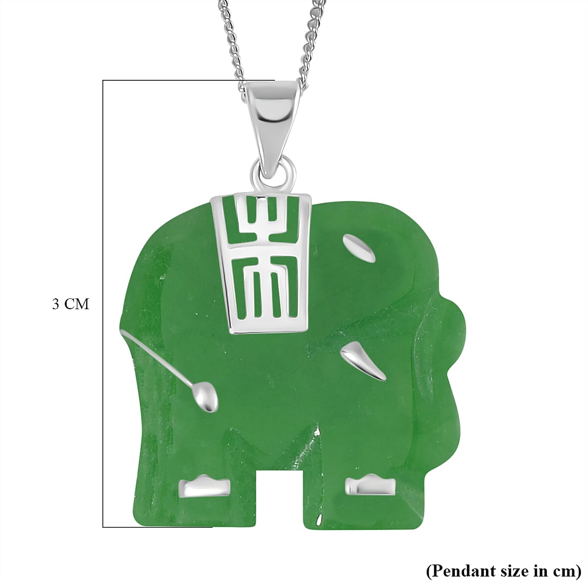 Green Jade Pendant with Chain (Size 20) in Platinum Overlay and rhodium Sterling Silver  26.000  Ct.