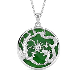 Purple Jade Pendant with Chain (Size 20) in Platinum and Rhodium Overlay Sterling Silver