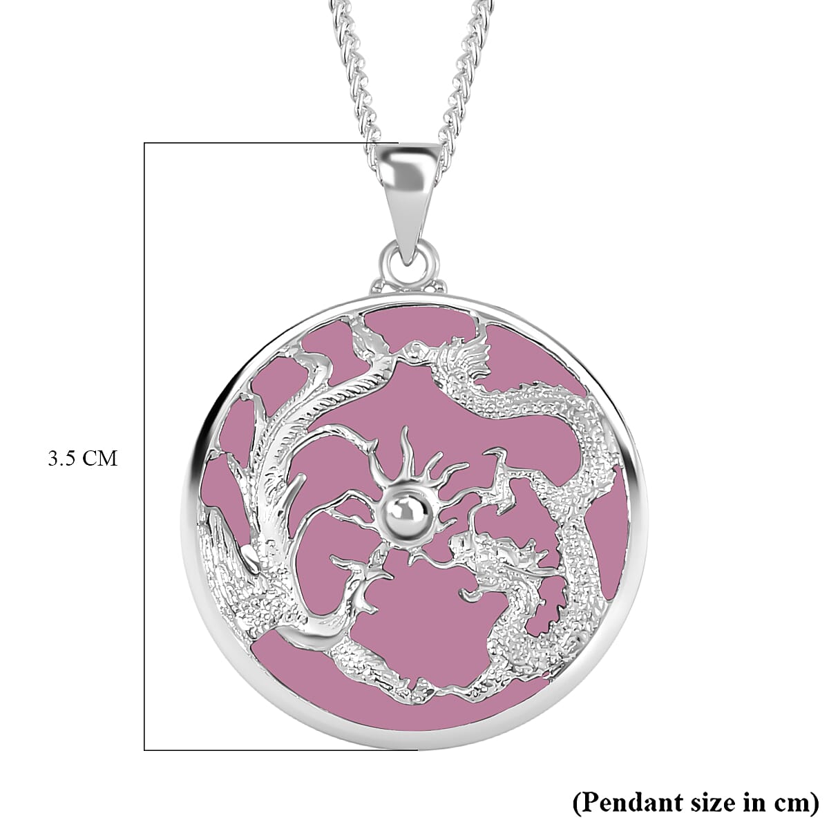 Pink Jade Pendant with Chain (Size 20) in Platinum Overlay and rhodium Sterling Silver  Wt. 5.2 Gms  19.000  Ct.