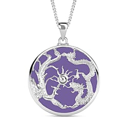 Purple Jade Pendant with Chain (Size 20) in Platinum and Rhodium Overlay Sterling Silver