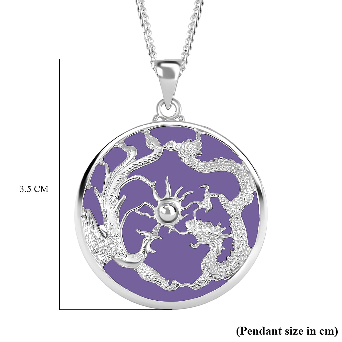 Purple Jade Pendant with Chain (Size 20) in Platinum Overlay and rhodium Sterling Silver  Wt. 5.2 Gms  19.000  Ct.