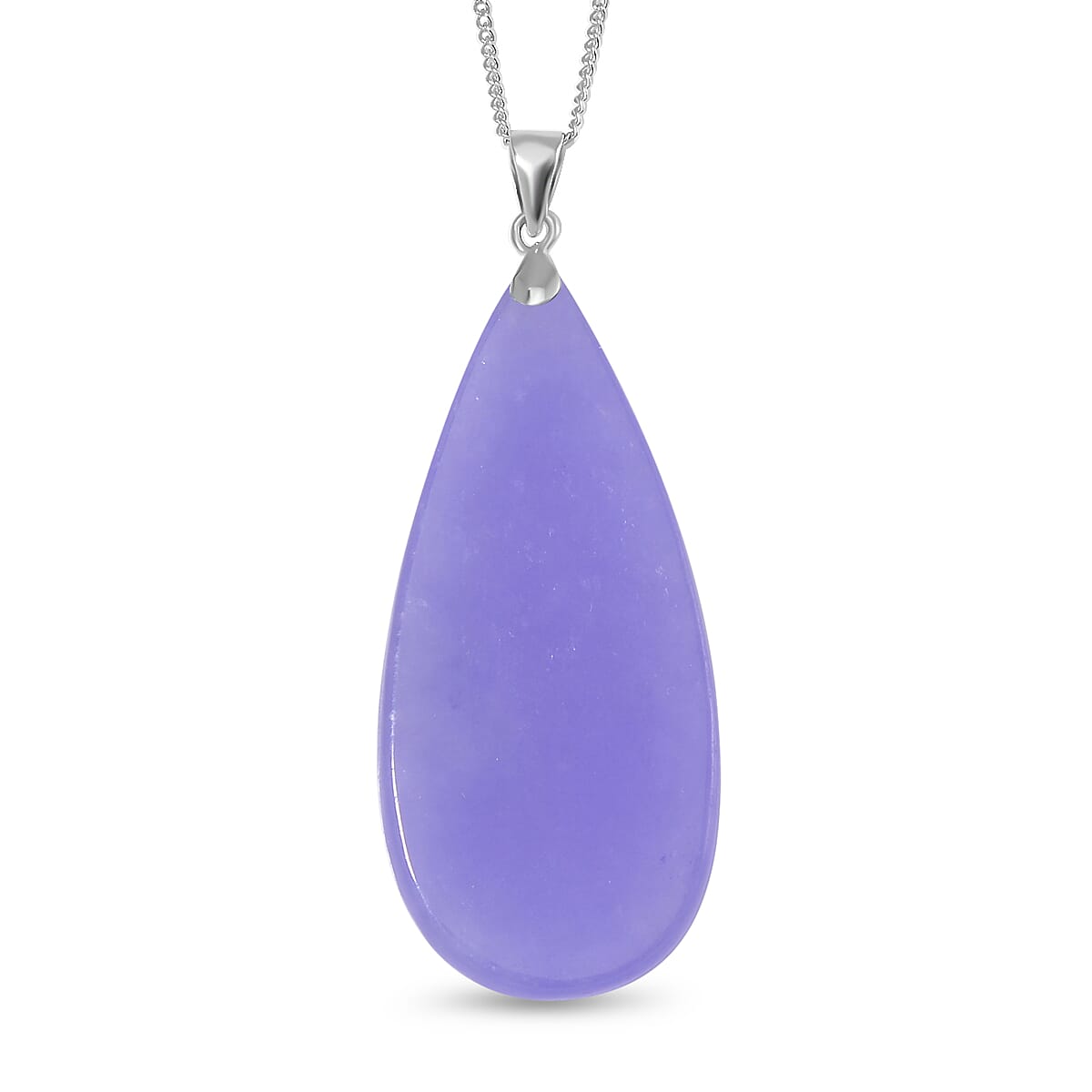 Purple Jade Pendant with Chain (Size 20) in Platinum Overlay and rhodium Sterling Silver  75.000  Ct.
