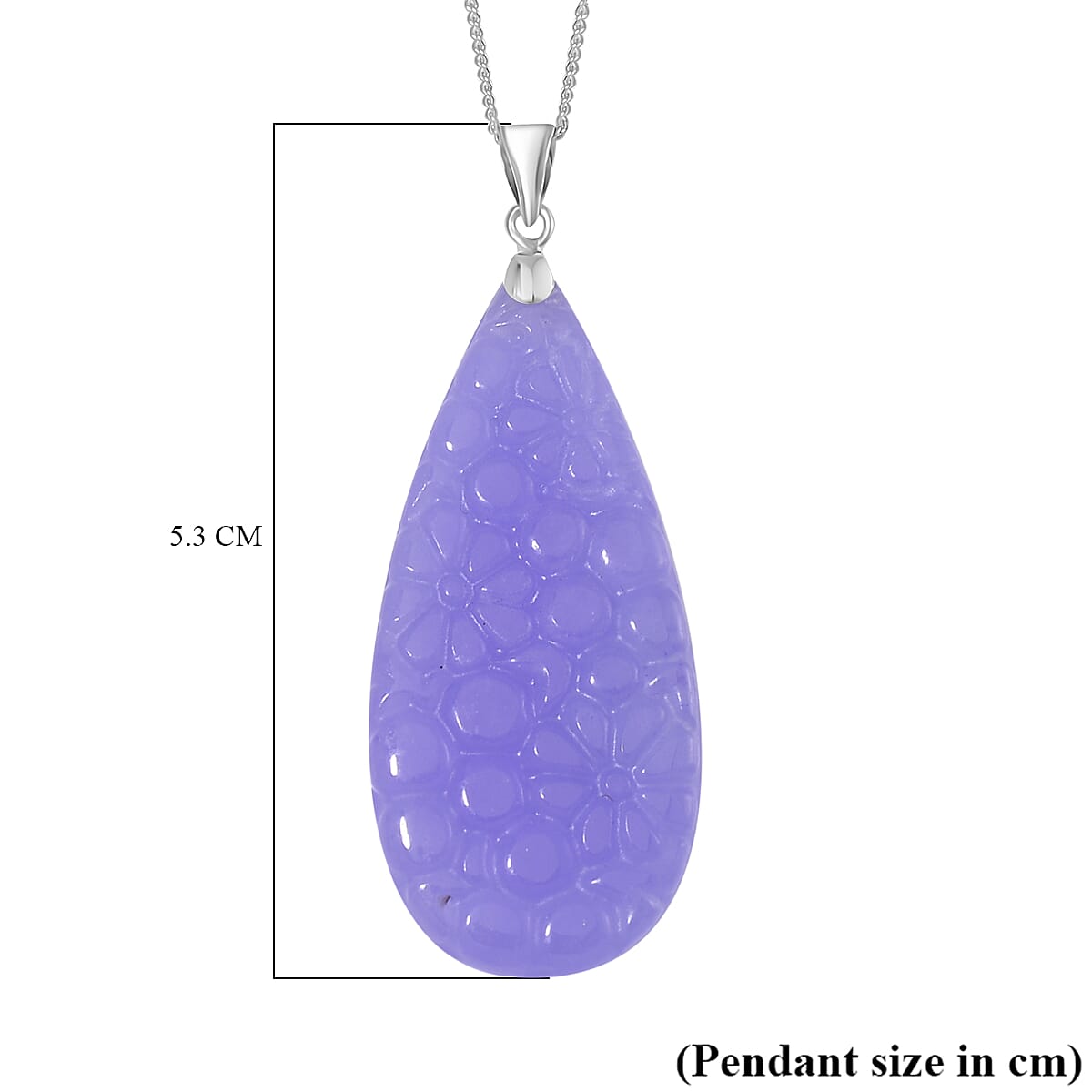 Purple Jade Pendant with Chain (Size 20) in Platinum Overlay and rhodium Sterling Silver  75.000  Ct.