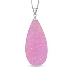 Pink Jade Pendant with Chain (Size 20) in Platinum and Rhodium Overlay Sterling Silver