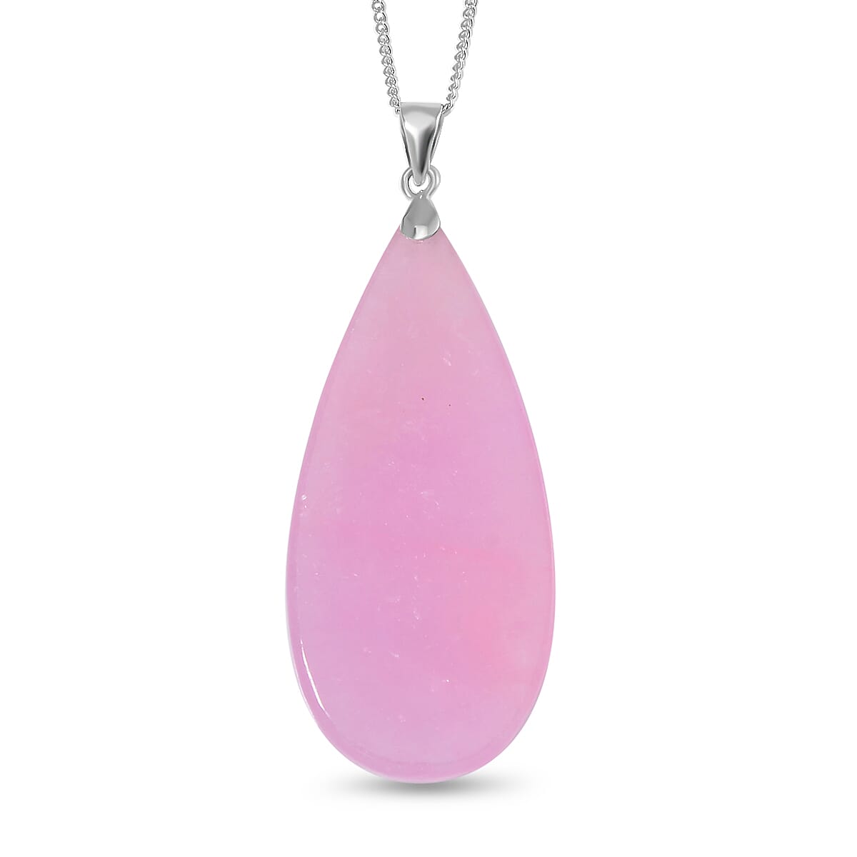 Pink Jade Pendant with Chain (Size 20) in Platinum Overlay and rhodium Sterling Silver  75.000  Ct.