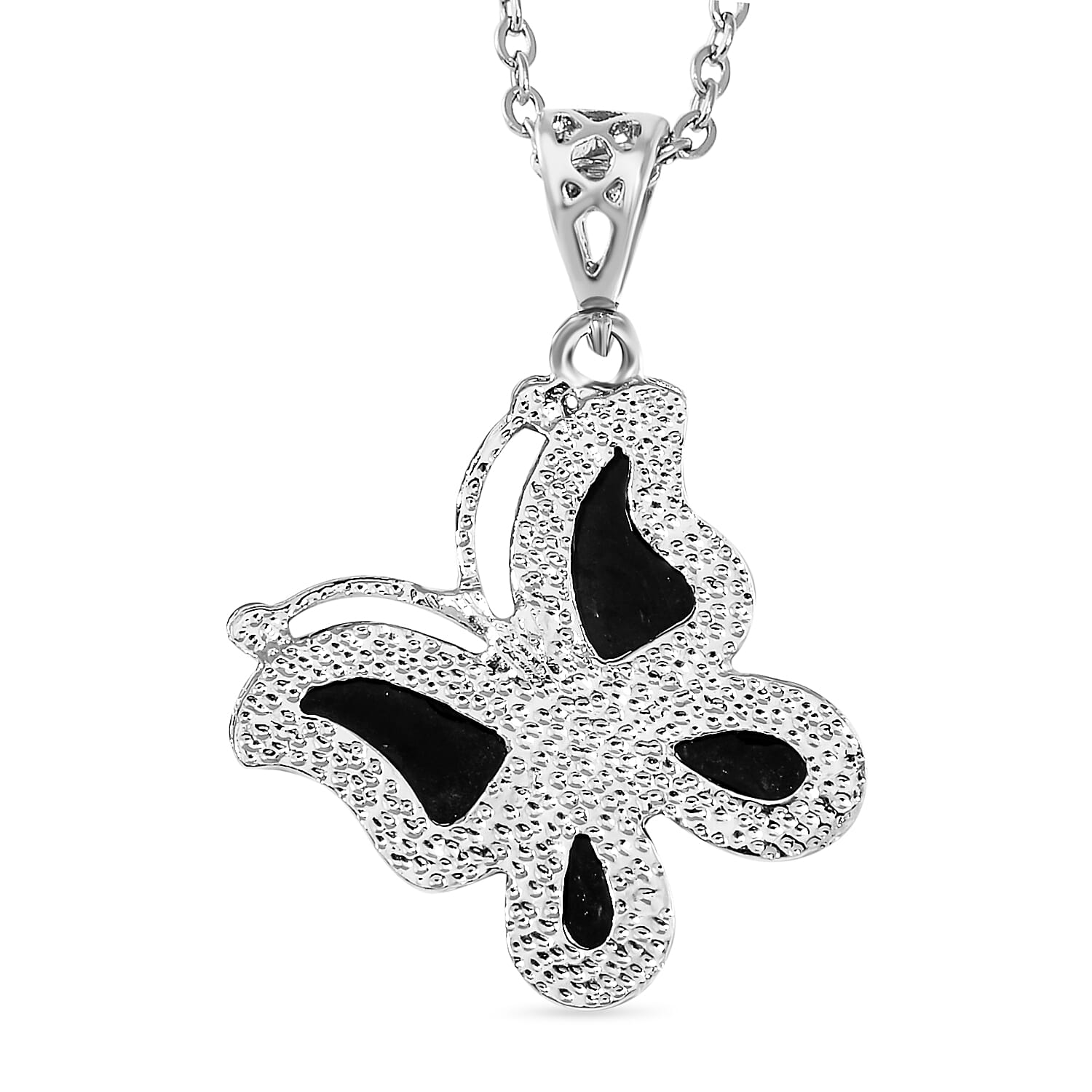 Abalone Shell & Black Austrian Crystal Pendant with Chain (Size 20)