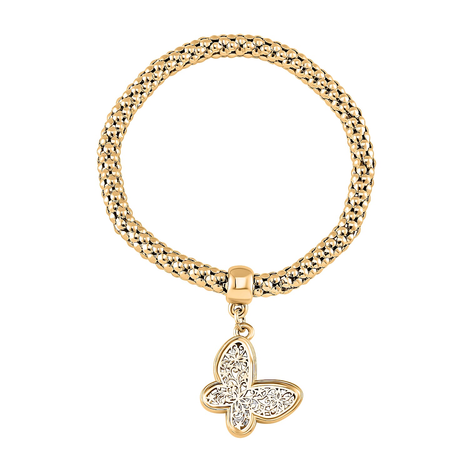 Set of 3 -  White Austrian Crystal Butterfly Charms Bracelet (Size 7.5)