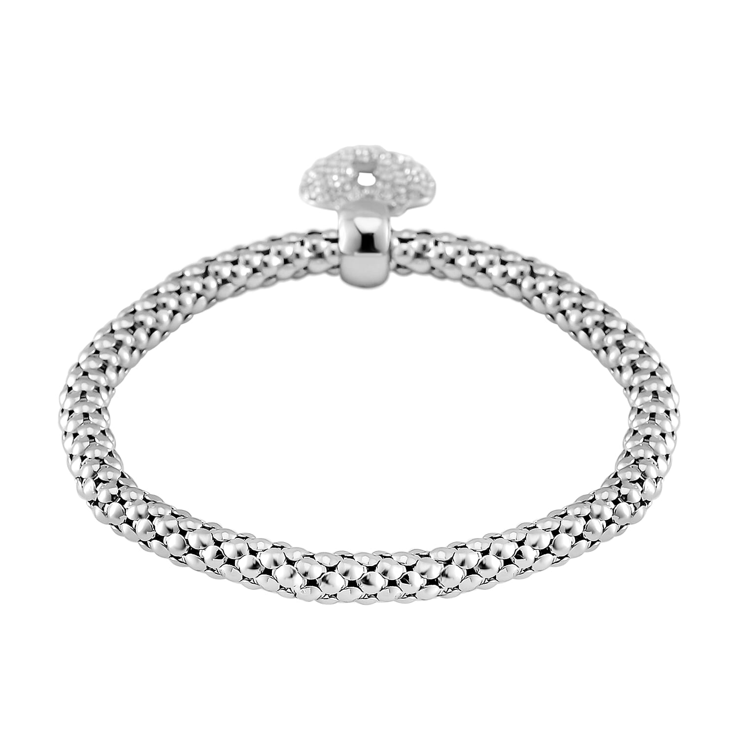 Set of 3 -  White Austrian Lock Crystal Lock Charms Bracelet (Size 7.5)