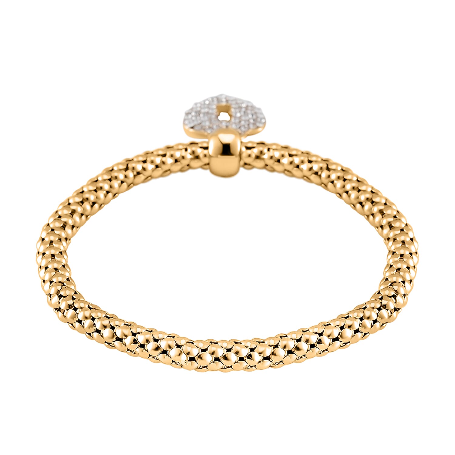 Set of 3 -  White Austrian Lock Crystal Lock Charms Bracelet (Size 7.5)