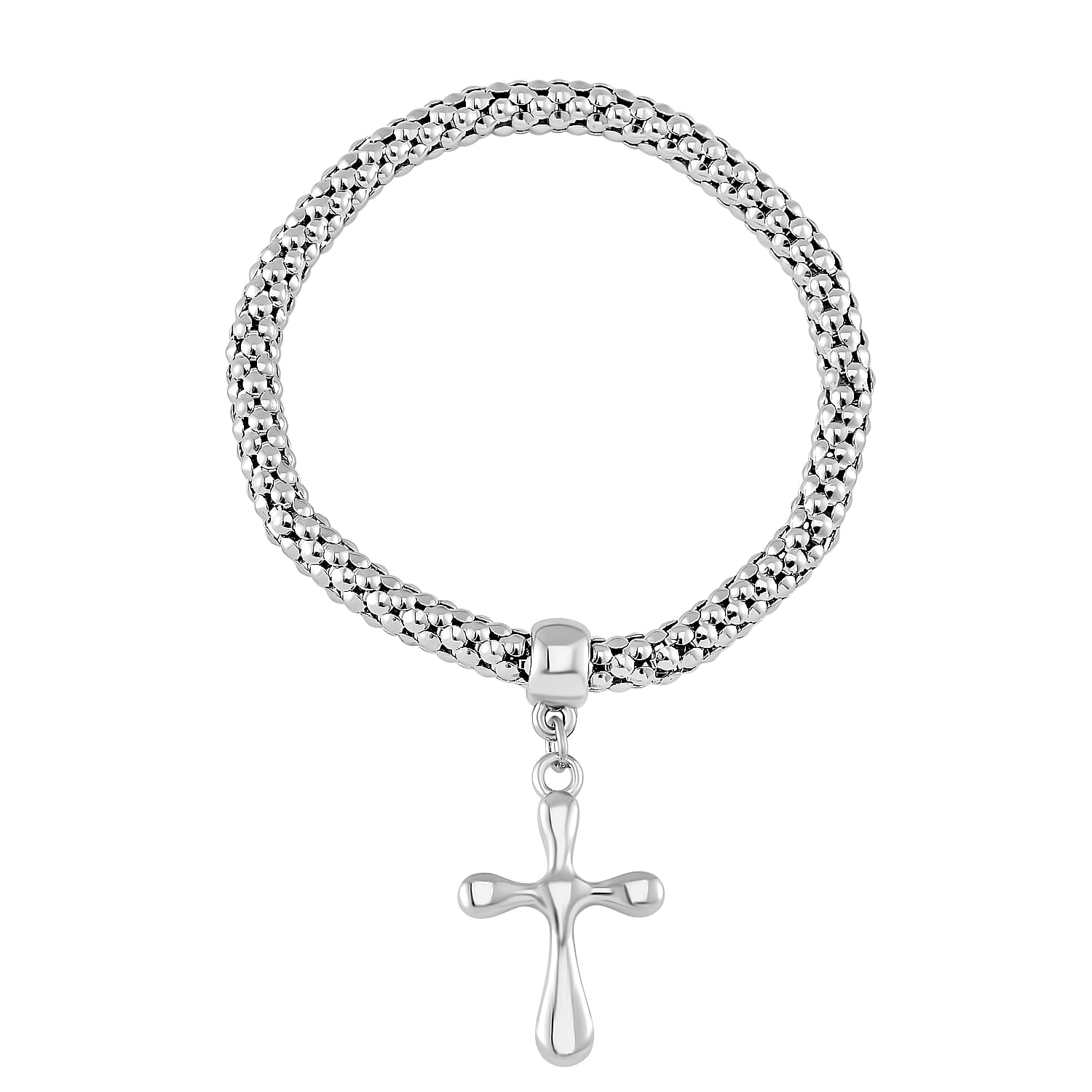 Set of 3 - White Austrian Crystal Cross Charms Bracelet (Size 7.5)