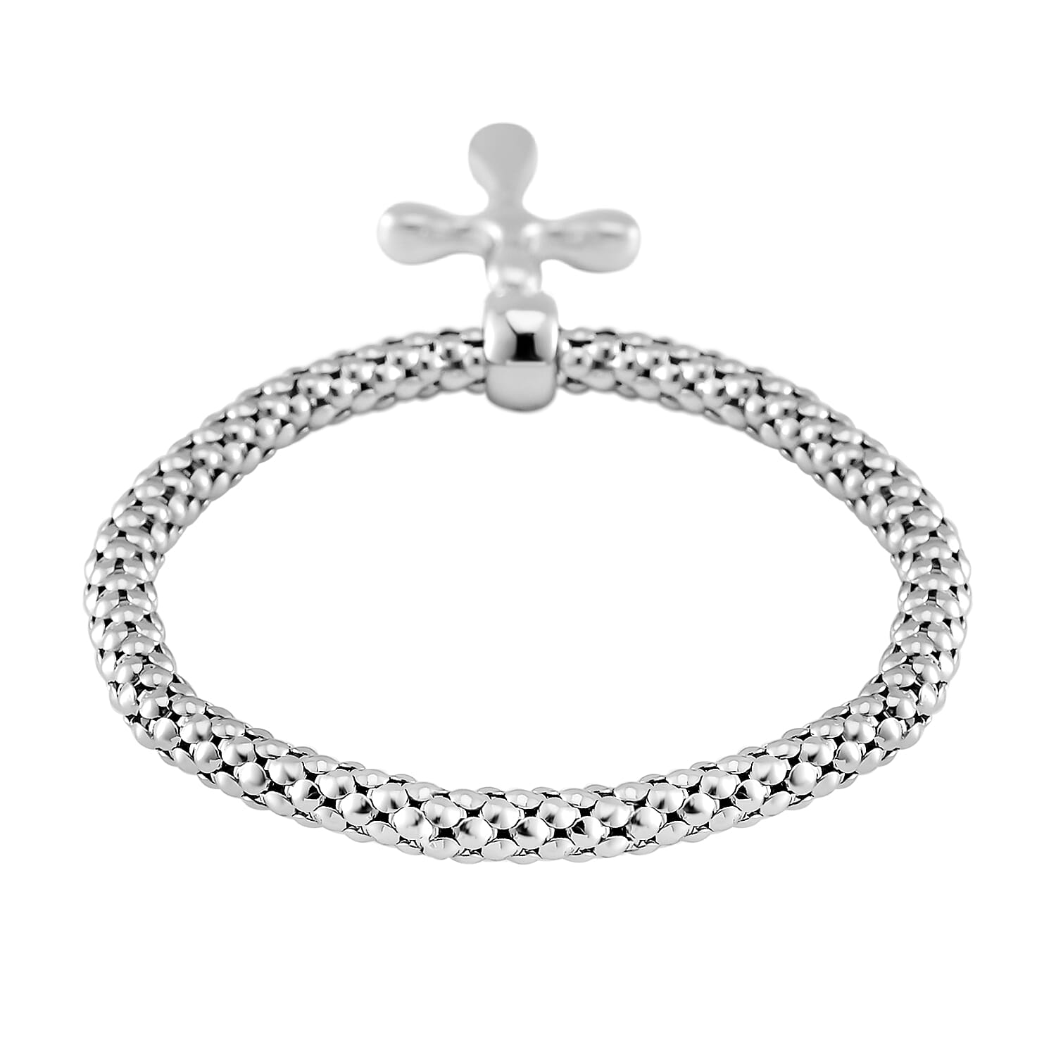 Set of 3 - White Austrian Crystal Cross Charms Bracelet (Size 7.5)