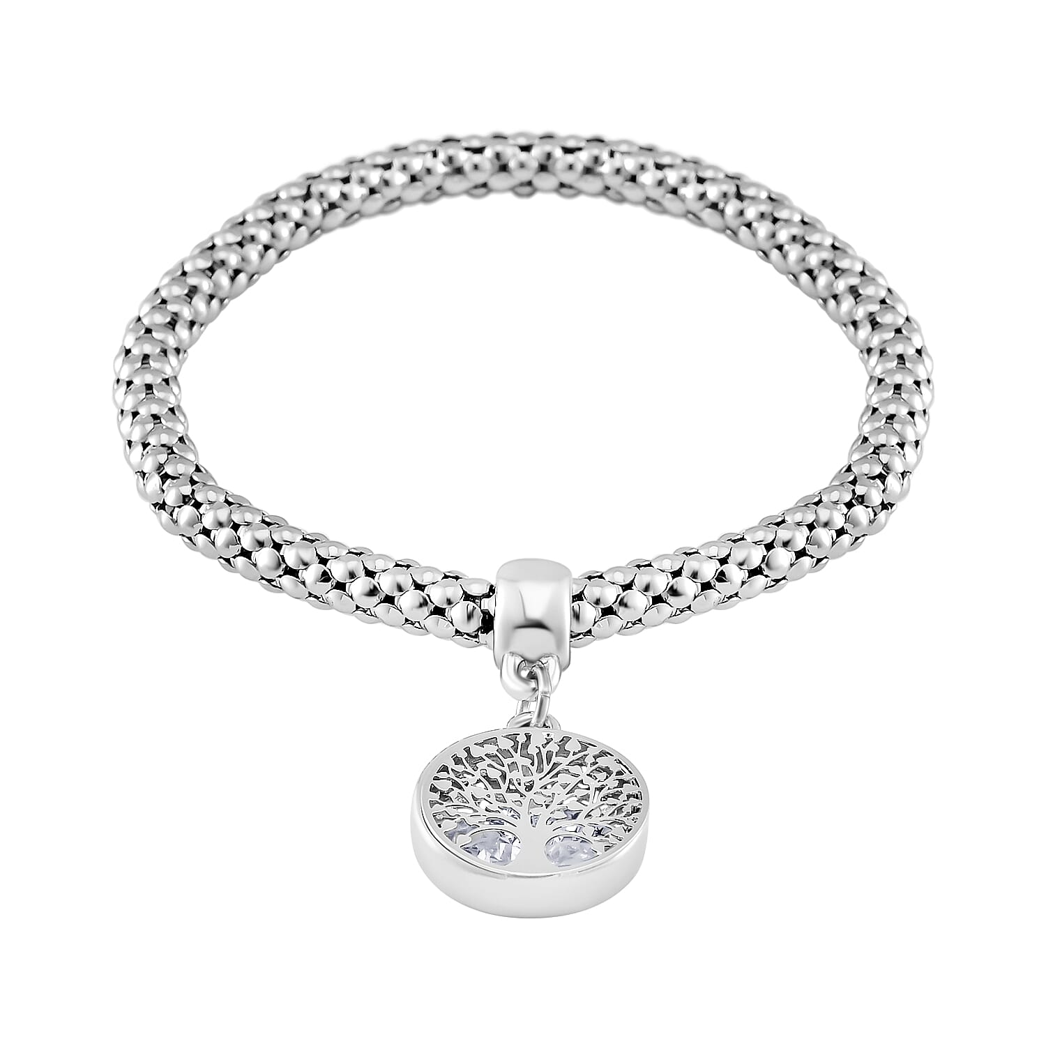 Set of 3 - White Austrian Tree Crystal Charms Bracelet (Size 7.5)