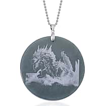 Natural Type A Olmec Jadeite Jade Dragon Pendant with Chain (Size 20) in Rhodium Overlay Sterling Silver 185.00 Ct