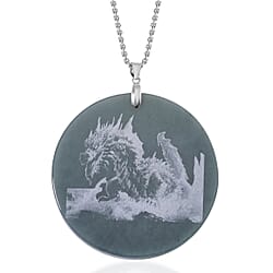 Exclusive Edition Natural Type A  Jadeite Jade Dragon & Pheonix Pendant with Chain (Size 20) in Rhodium Overlay Sterling Silver 185.00 Ct