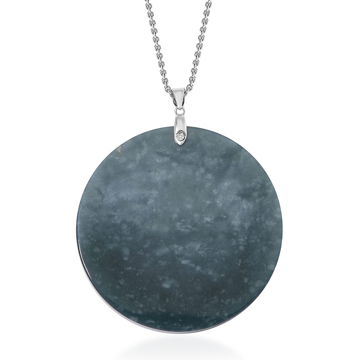 Natural Type A Jadeite Dragon Pendant with Chain (Size 20) in Rhodium Overlay Sterling Silver 185.00 Ct