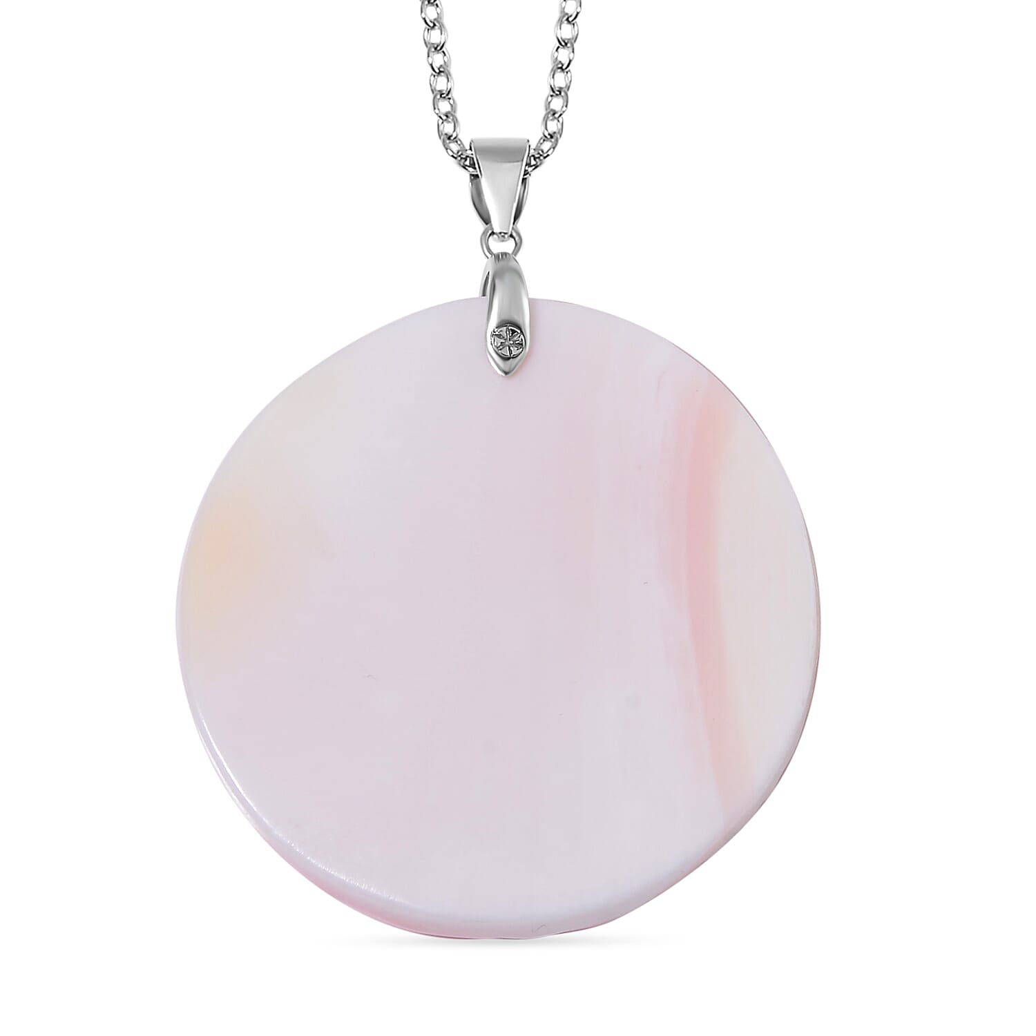 Pink Conch Shell Phoenix Pendant with Chain (Size 20) in Rhodium Sterling Silver 120.00 Ct.
