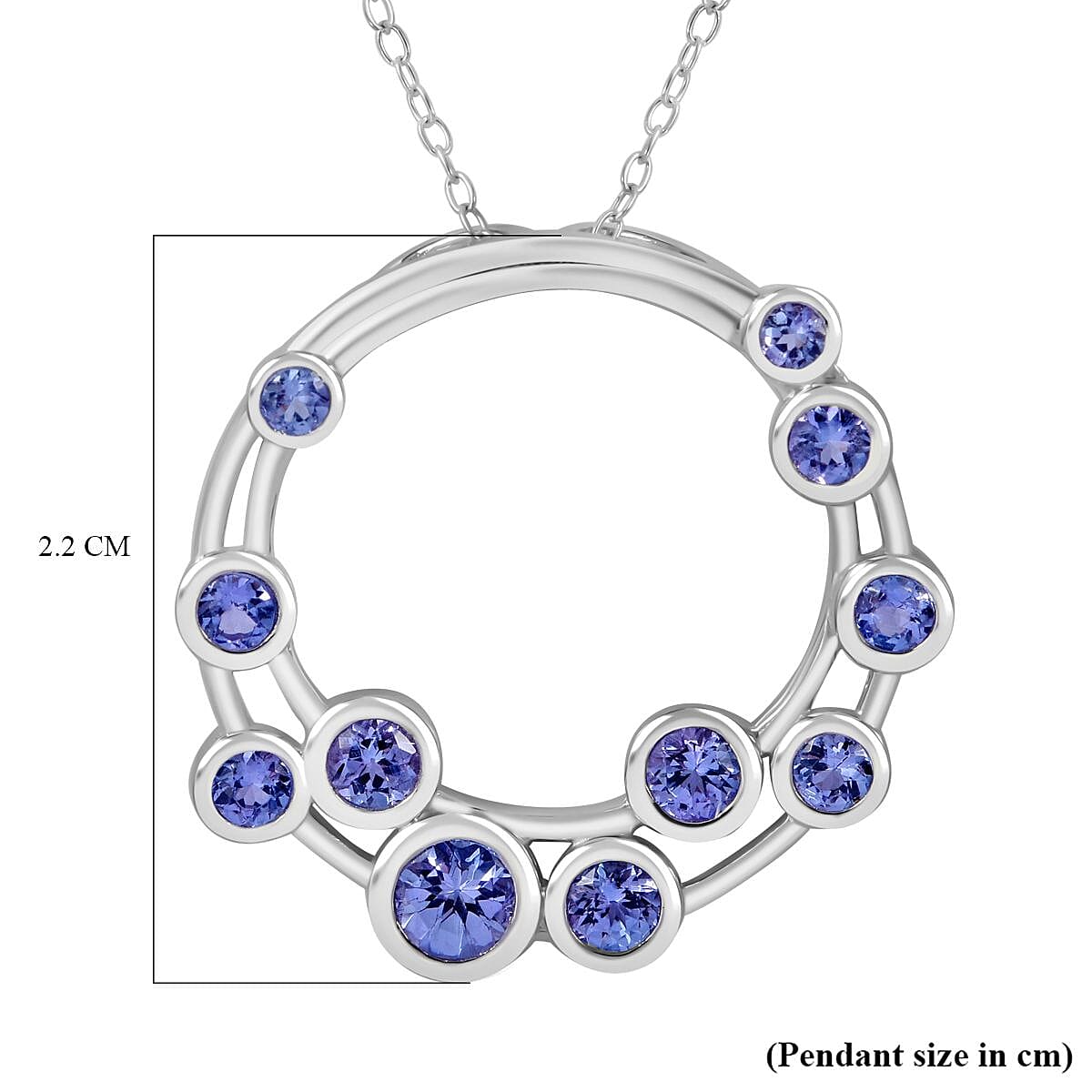 Red Carpet Collection - Premium Tanzanite Bubble Pendant With Chain (Size - 20) in Rhodium Overlay Sterling Silver 1.40 Ct.