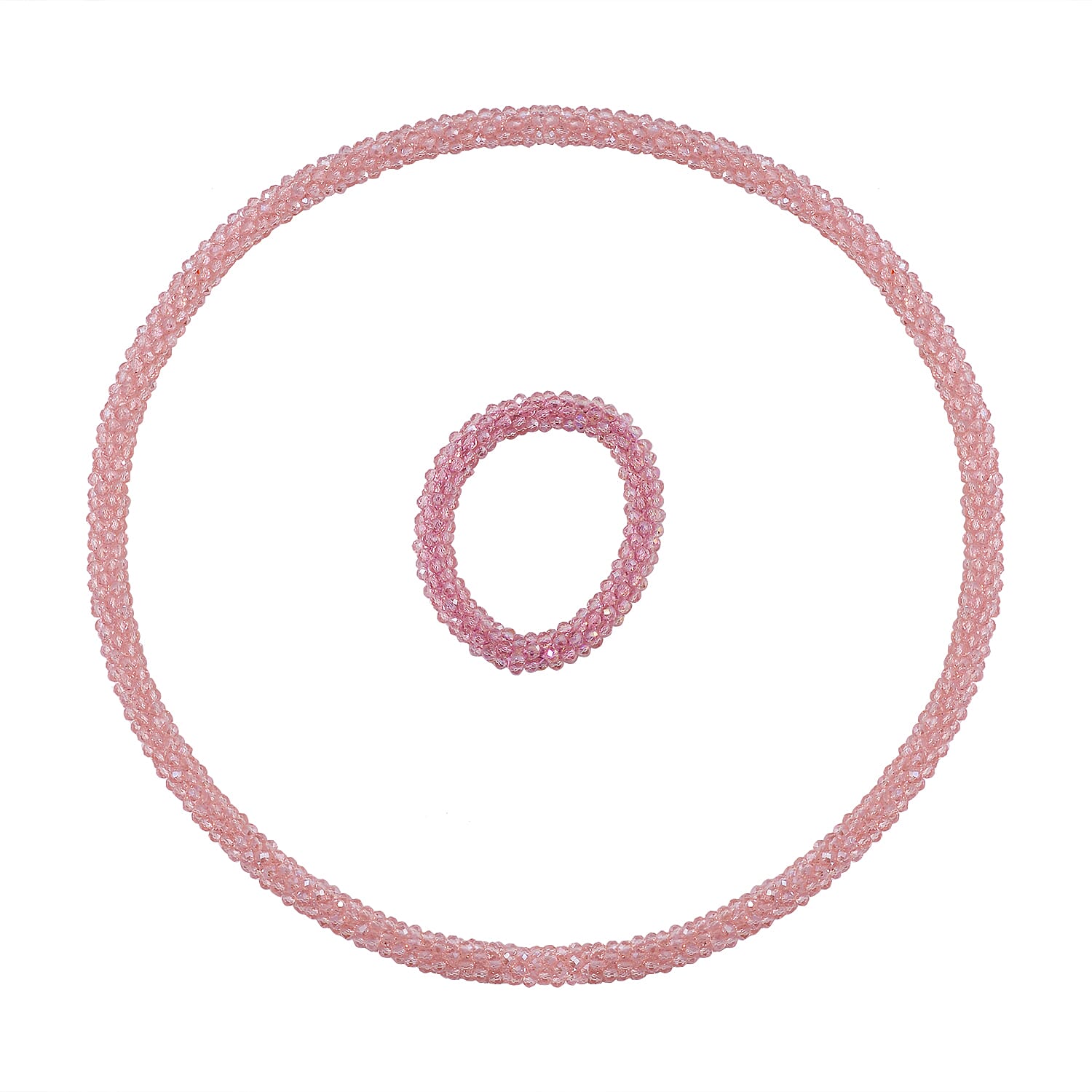 White Austrian Crystal Stone Necklace and Bracelet - 2 Piece Set