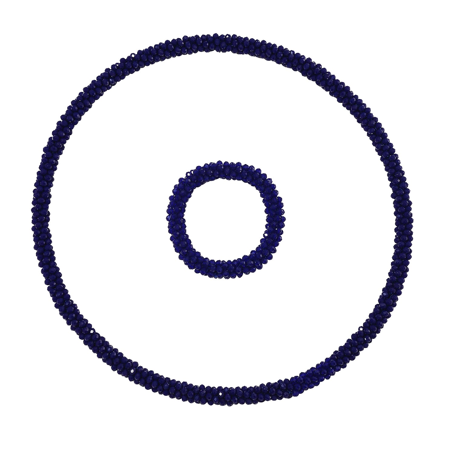 2 Piece Set -  Blue Austrian Crystal Necklace (Size 30) and Bracelet (Size 6.5-7)