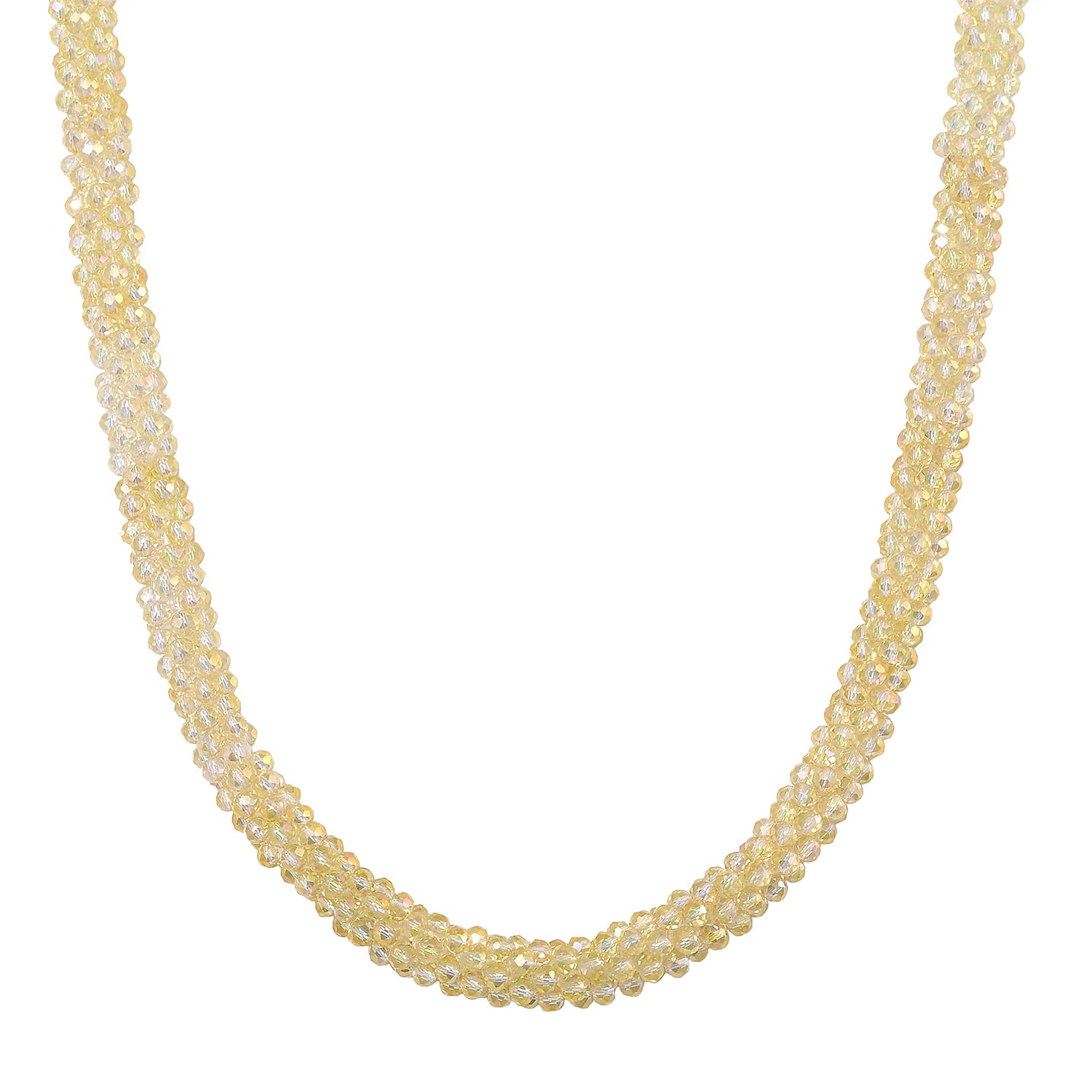 2 Piece Set - Yellow Crystal Stone Necklace and Stone Bracelet