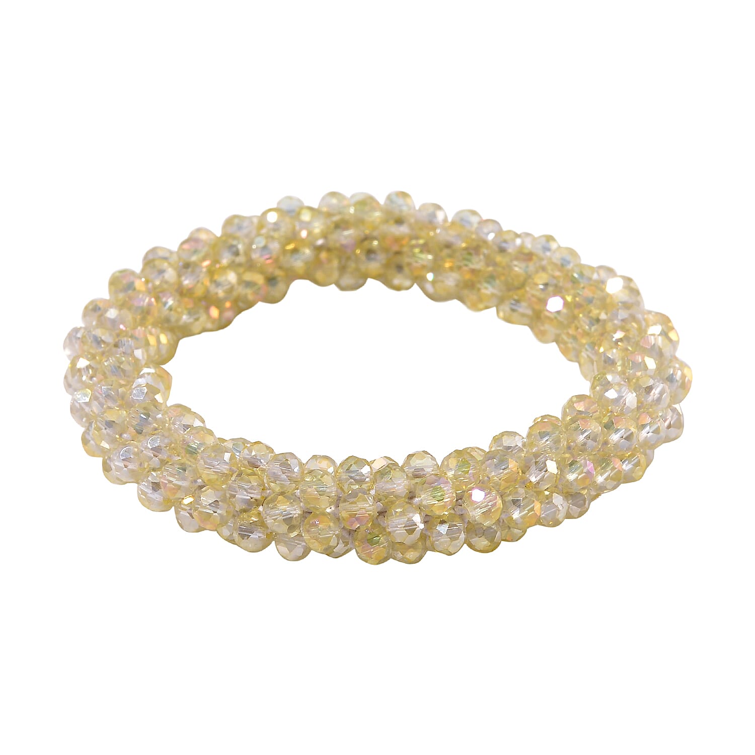 2 Piece Set - Yellow Crystal Stone Necklace and Stone Bracelet