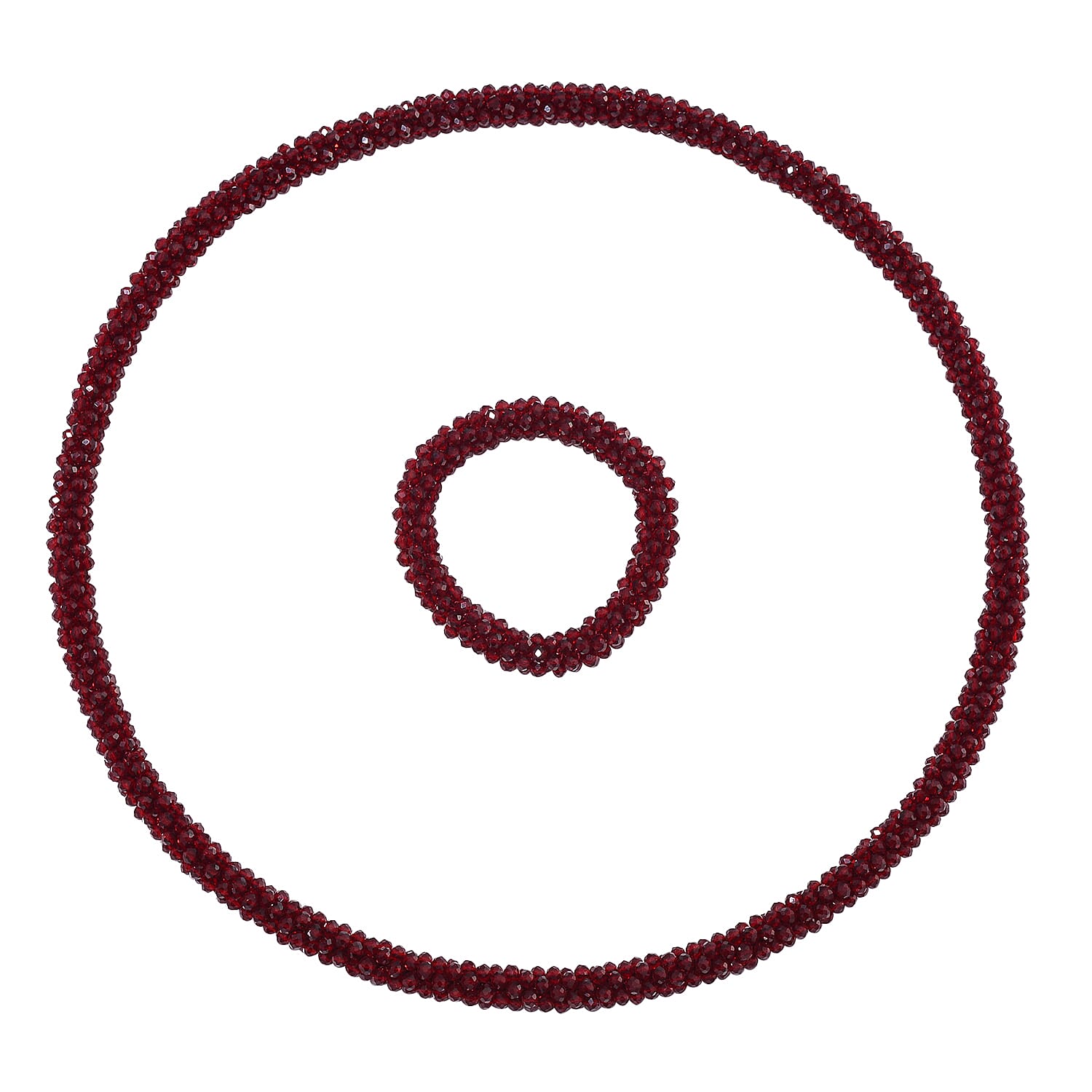 2 Piece Set -  Red Crystal Necklace and Bracelet