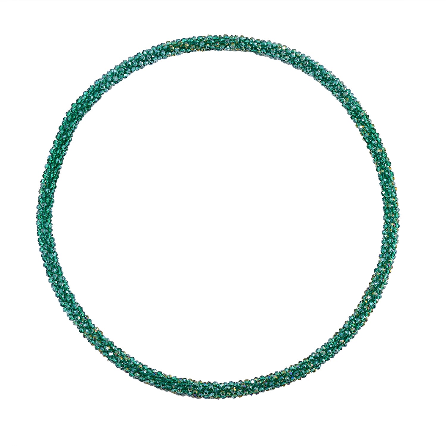 2 Piece Set - Green Austrian Crystal Stone Necklace (Size 30) and Bracelet (Size 6.5-7)