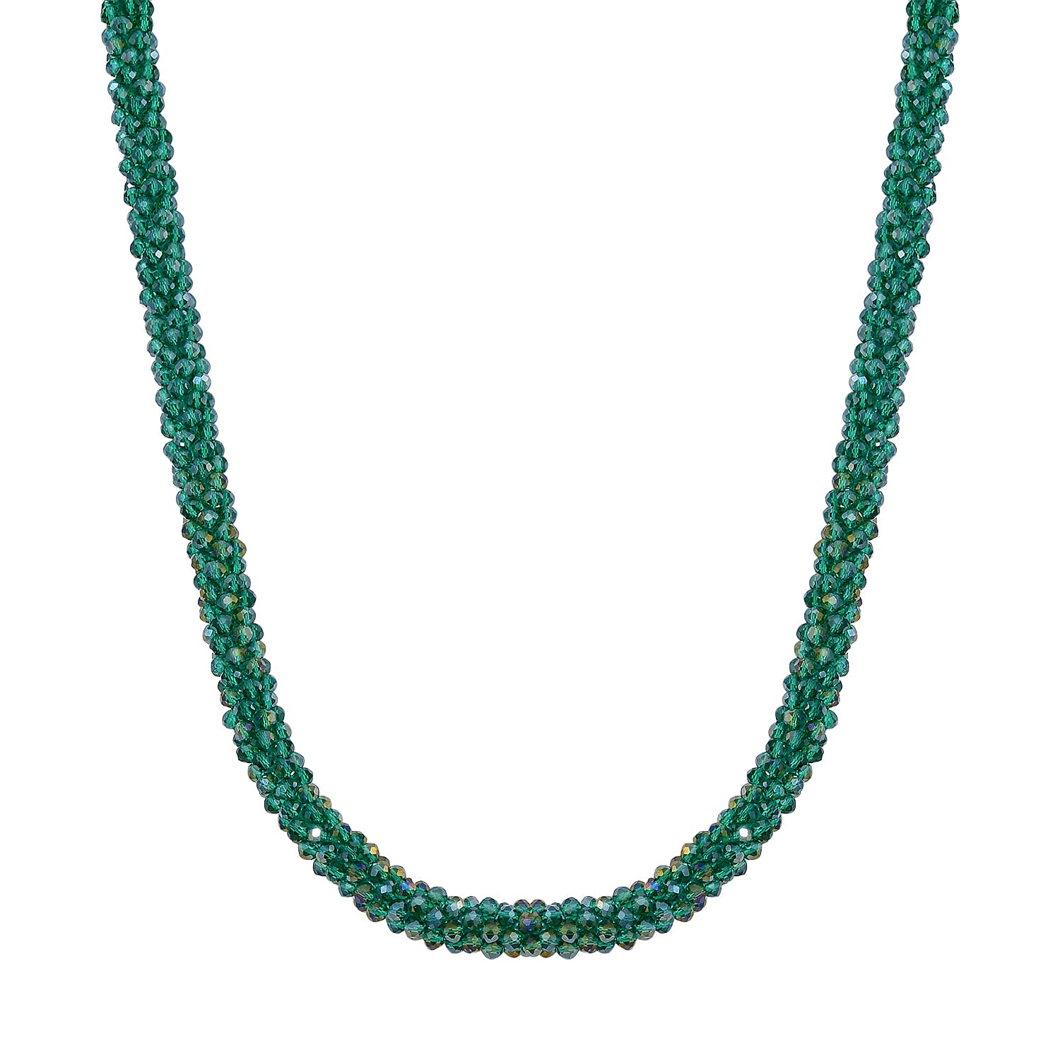 2 Piece Set - Green Austrian Crystal Stone Necklace (Size 30) and Bracelet (Size 6.5-7)