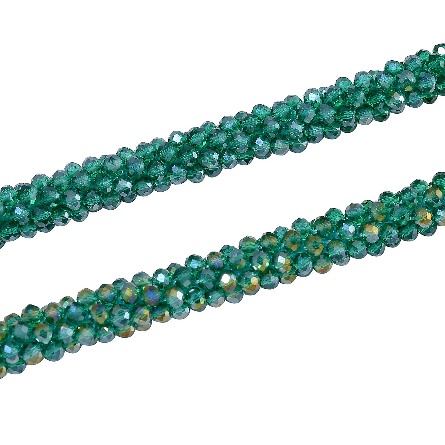 2 Piece Set - Green Austrian Crystal Stone Necklace (Size 30) and Bracelet (Size 6.5-7)
