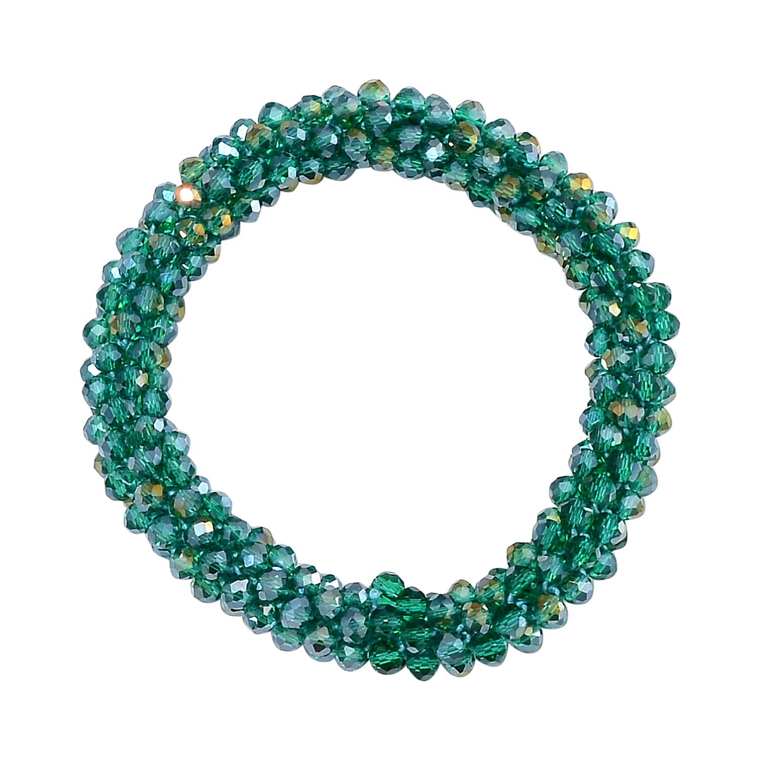 2 Piece Set - Green Austrian Crystal Stone Necklace (Size 30) and Bracelet (Size 6.5-7)