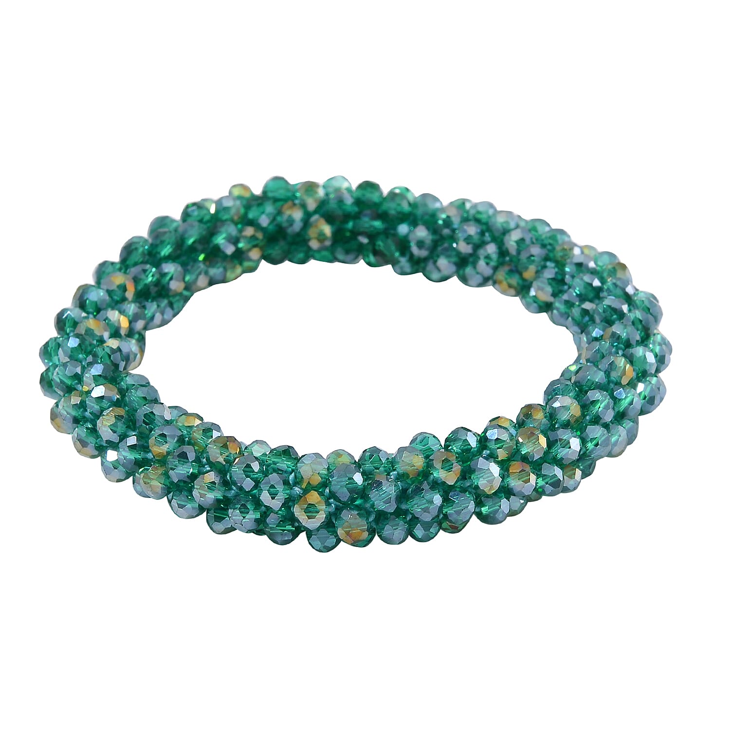 2 Piece Set - Green Austrian Crystal Stone Necklace (Size 30) and Bracelet (Size 6.5-7)