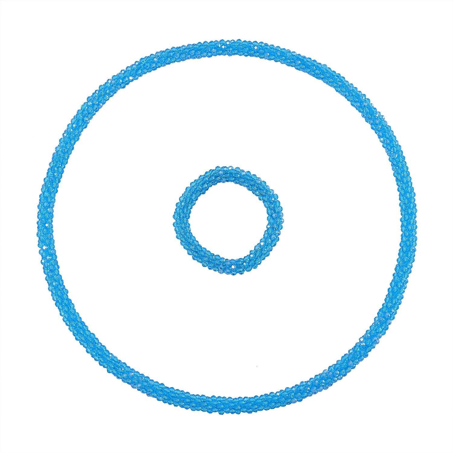 2 Piece Set -  Blue Crystal Necklace and Bracelet