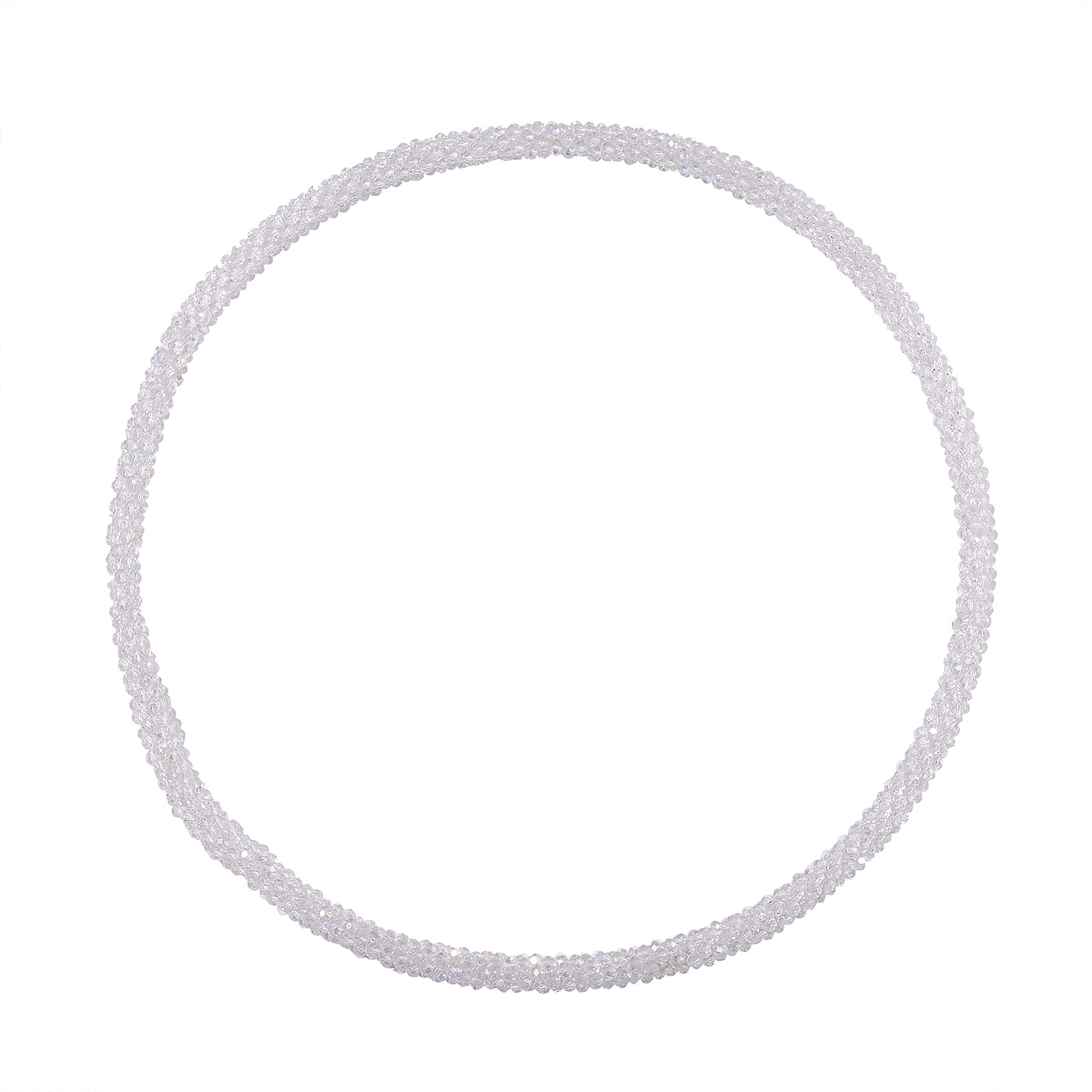 2 Piece Set - White Austrian Crystal Stone Necklace (Size 30) and Bracelet (Size 6.5-7)