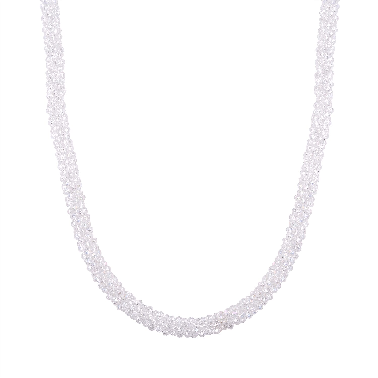 2 Piece Set - White Austrian Crystal Stone Necklace (Size 30) and Bracelet (Size 6.5-7)