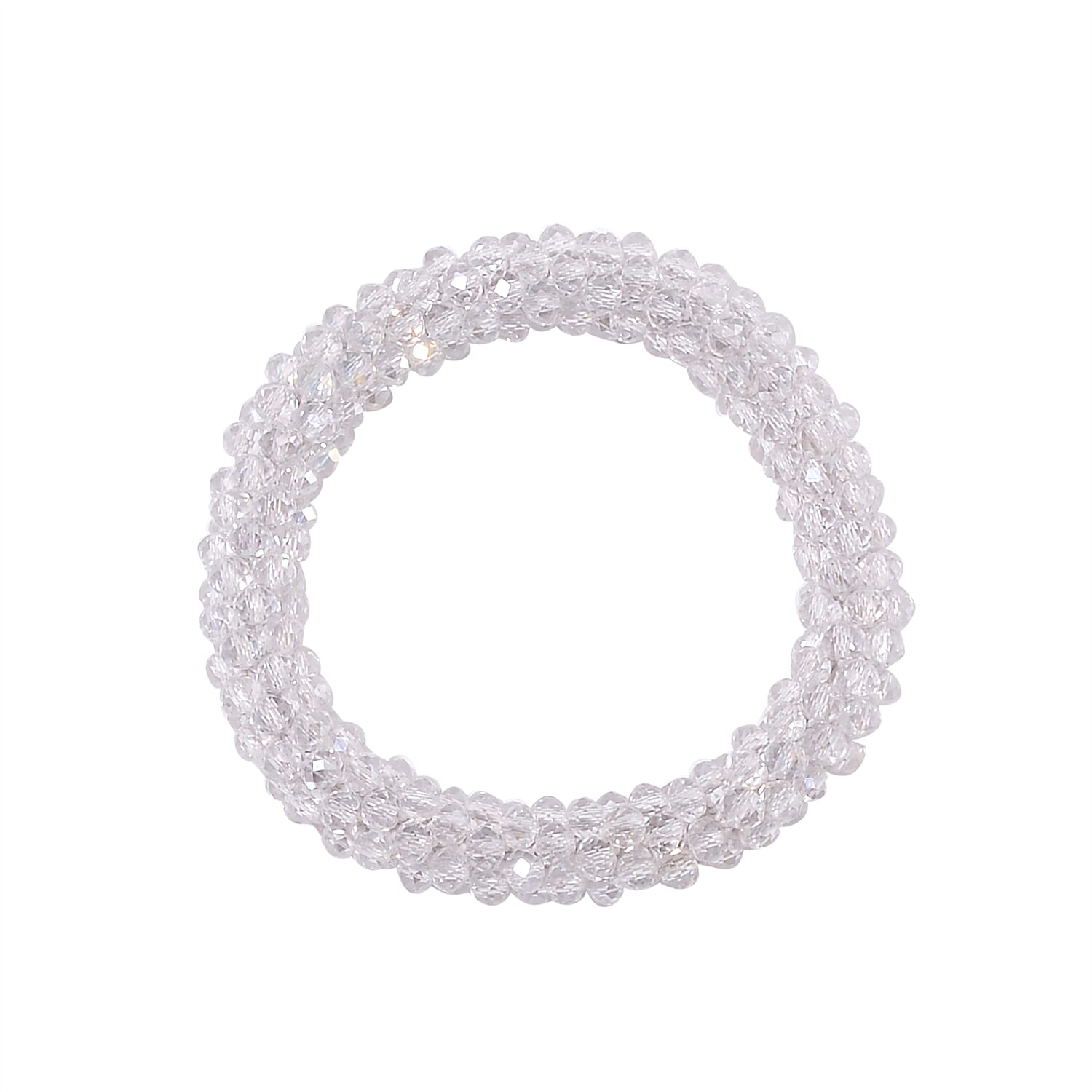 2 Piece Set - White Austrian Crystal Stone Necklace (Size 30) and Bracelet (Size 6.5-7)