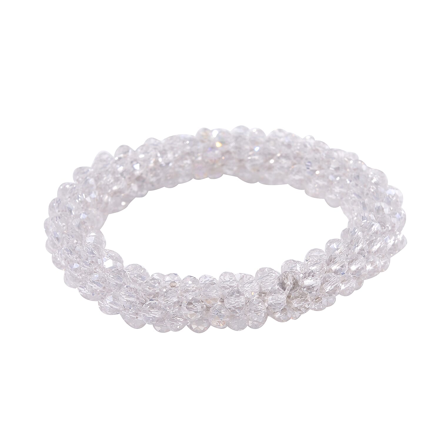 2 Piece Set - White Austrian Crystal Stone Necklace (Size 30) and Bracelet (Size 6.5-7)