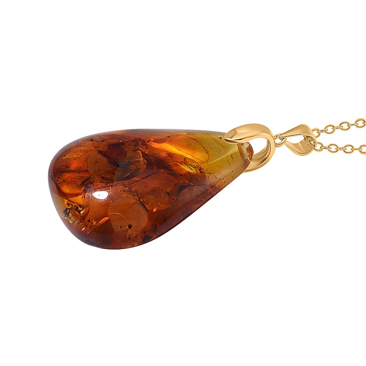 Amber Pendant with Chain (Size 20) in Sterling Silver