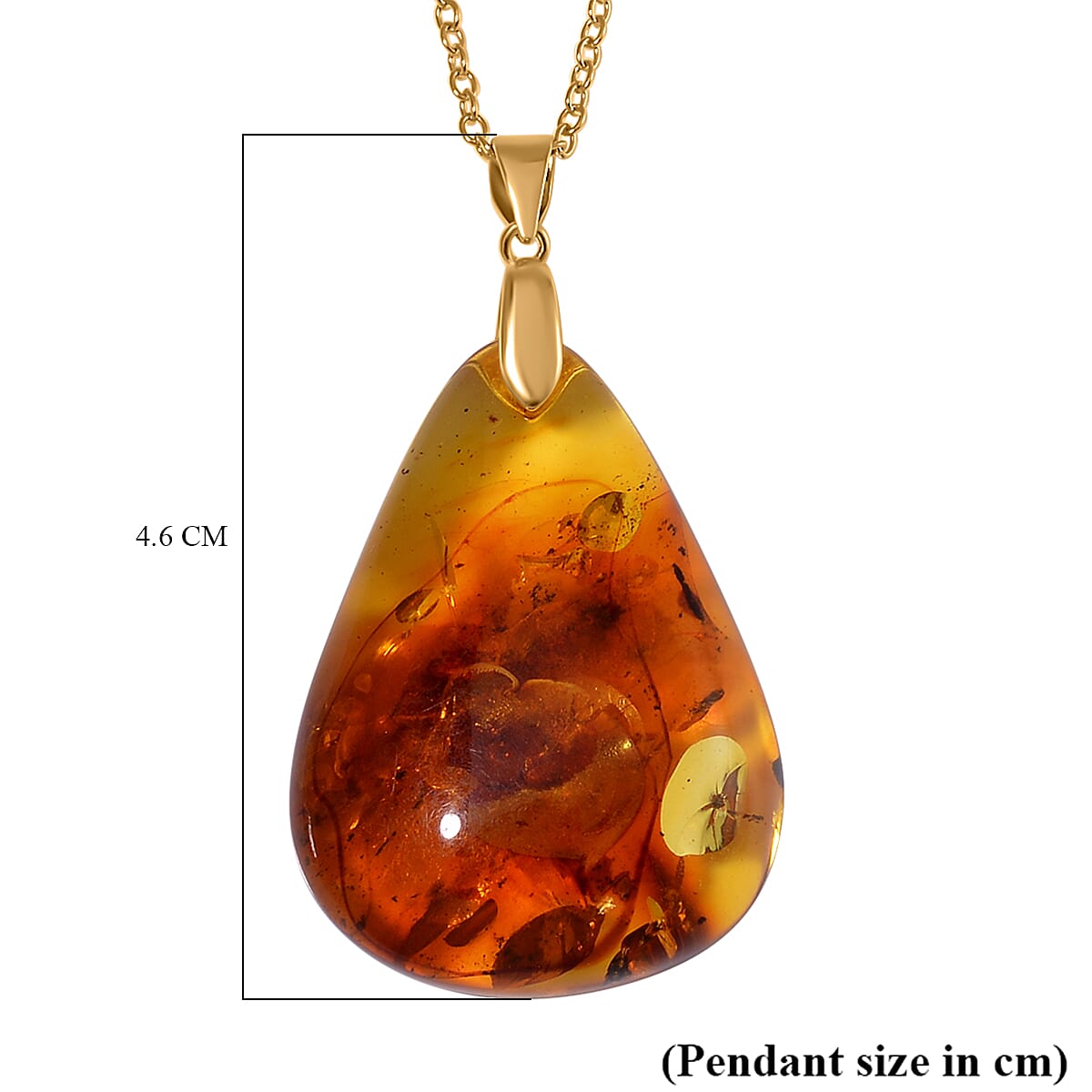 Amber Pendant with Chain (Size 20) in Sterling Silver