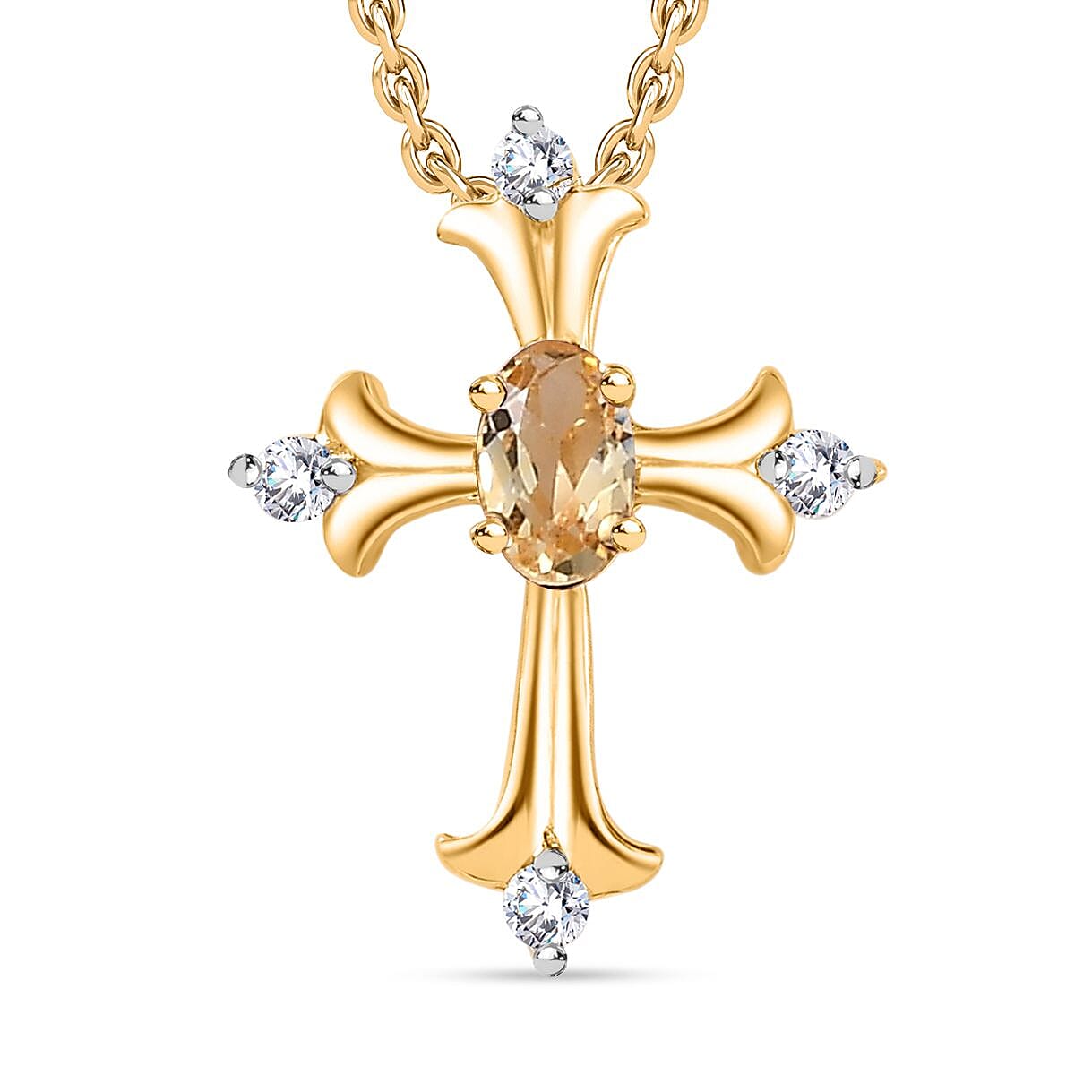 Citrine Pendant with Chain (Size 20) in 14K Gold Overlay Sterling Silver