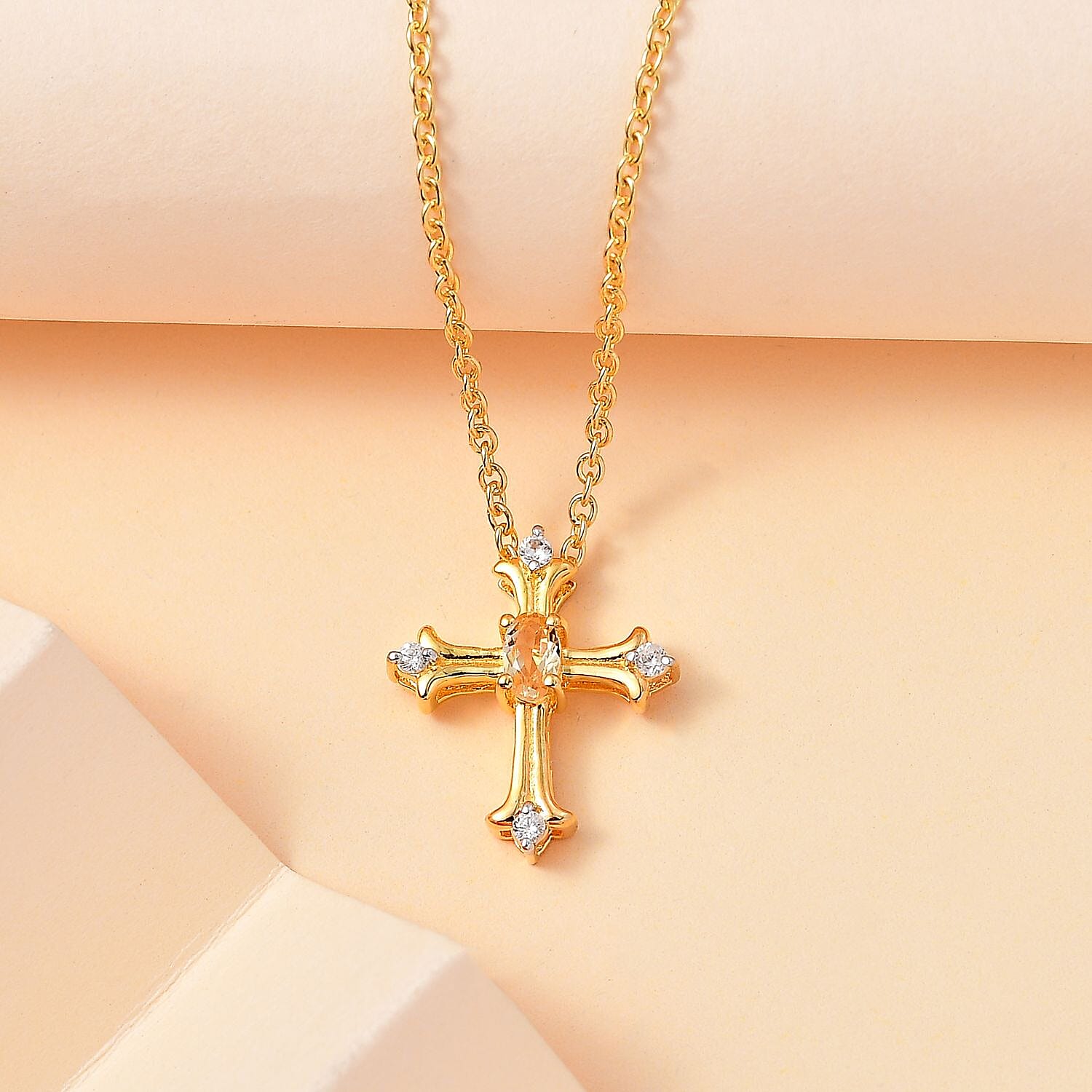 Citrine Pendant with Chain (Size 20) in 14K Gold Overlay Sterling Silver