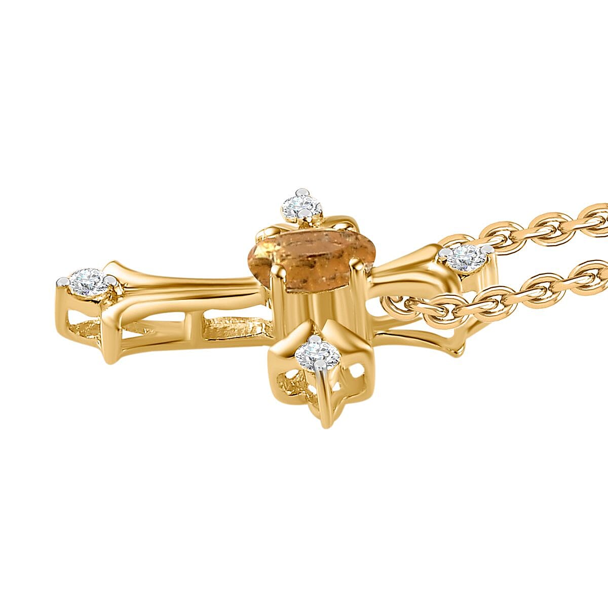 Citrine Pendant with Chain (Size 20) in 14K Gold Overlay Sterling Silver